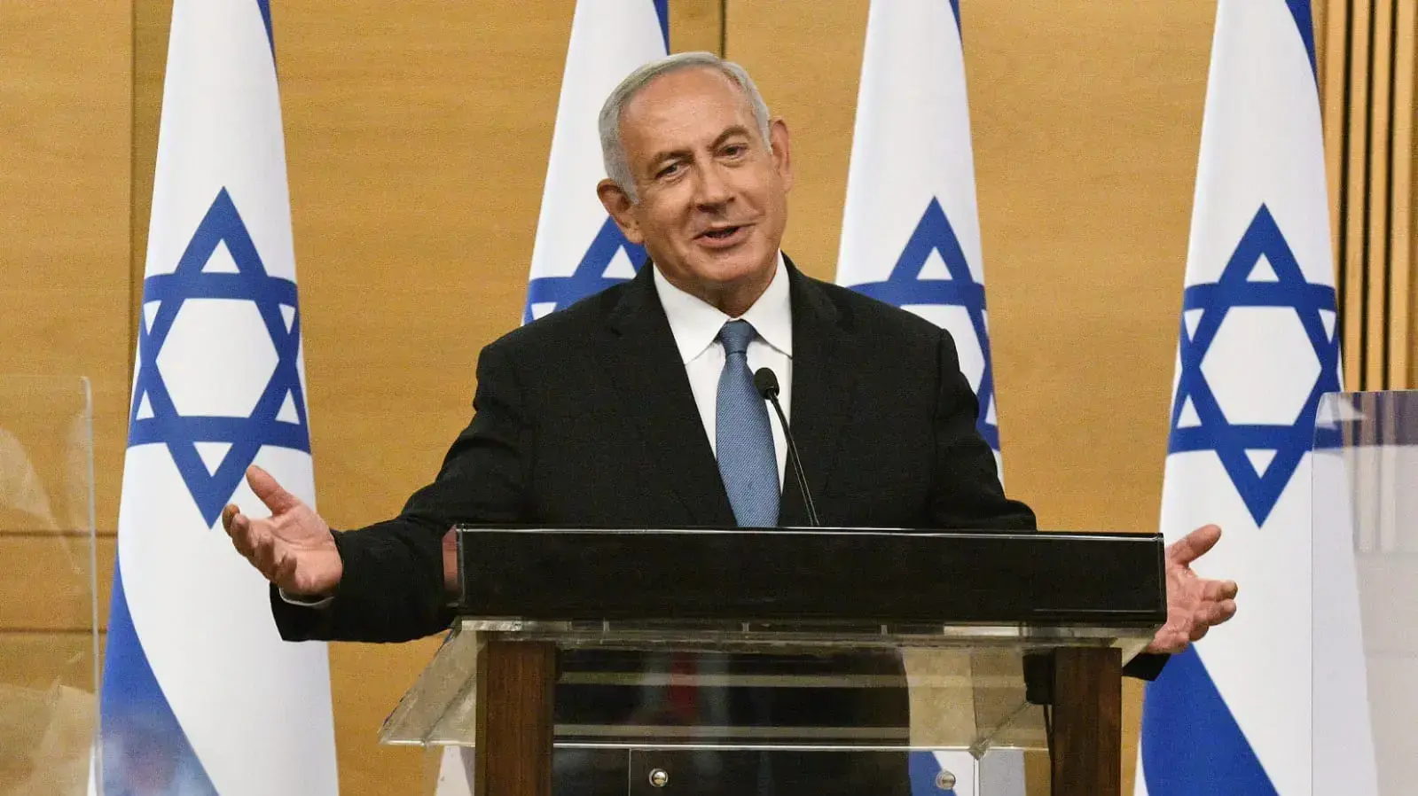 יו"ר הליכוד, בנימין נתניהו בפתח ישיבת סייעתו בכנסת 4 באוקטבור 2021 יו"ר הליכוד, בנימין נתניהו בפתח ישיבת סייעתו בכנסת 4 באוקטבור 2021