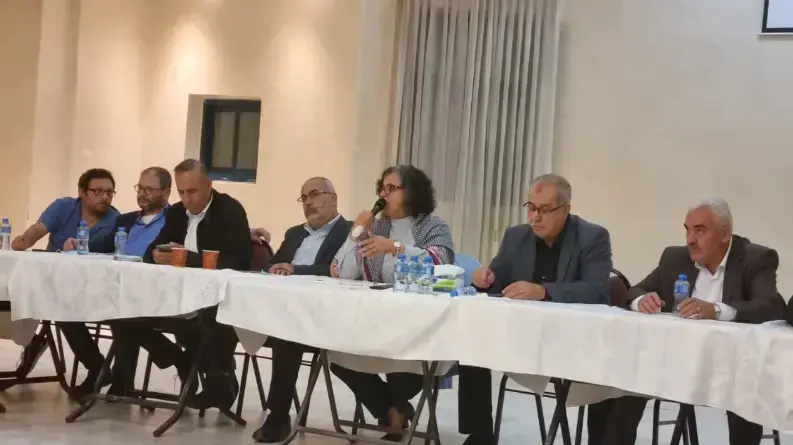 חברי הרשימה המשותפת במהלך פגישתם עם ששת ארגונים שממשלת ישראל מבקשת להגדיר כארגוני טרור 26 באוקטובר 2021