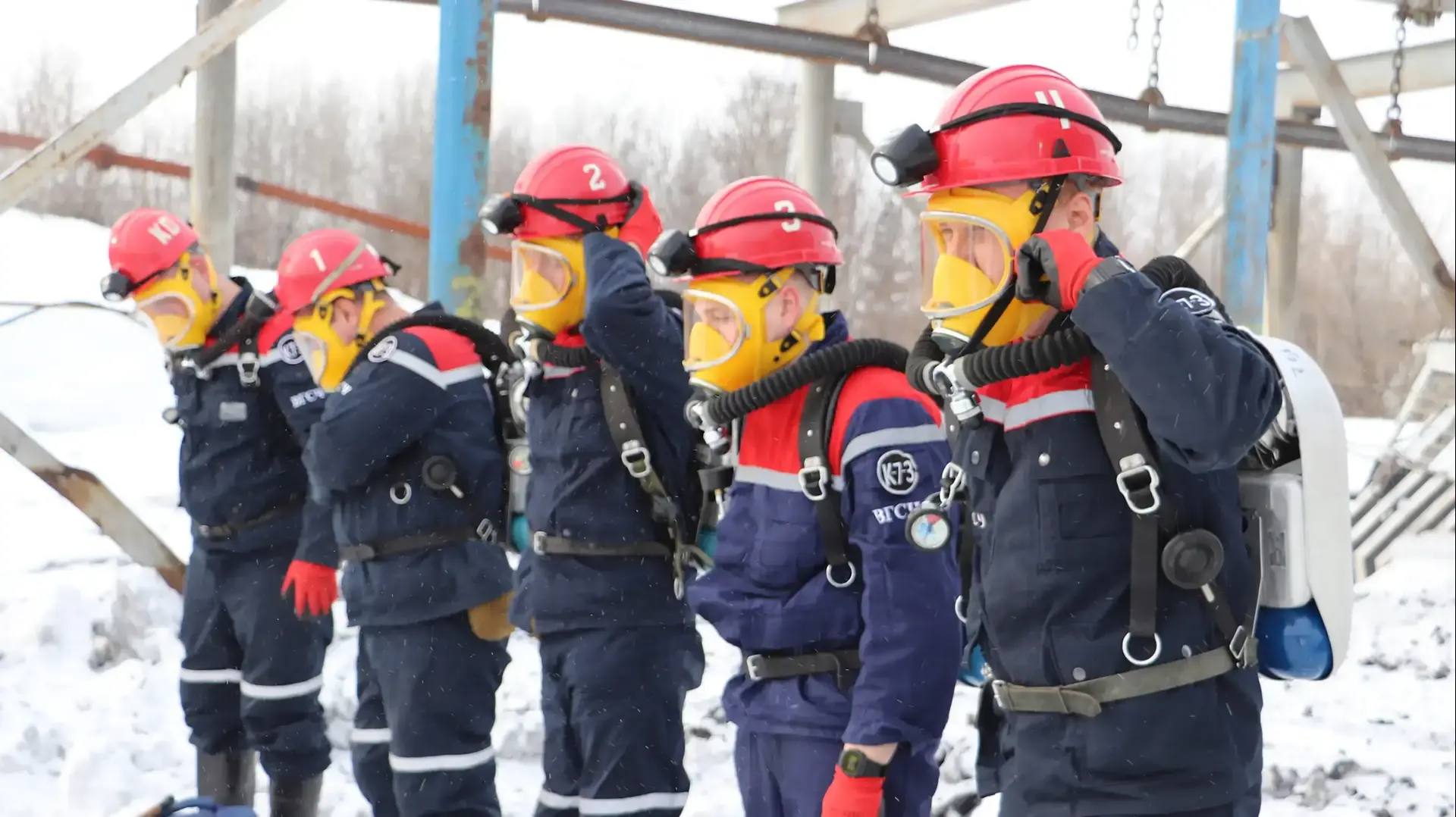 Nov. 25, 2021 photo, rescuers prepare to work at a fire scene at a coal mine near the Siberian city of Kemerovo, about 3,000 kilometres (1,900 miles) east of Moscow, Russia,. 