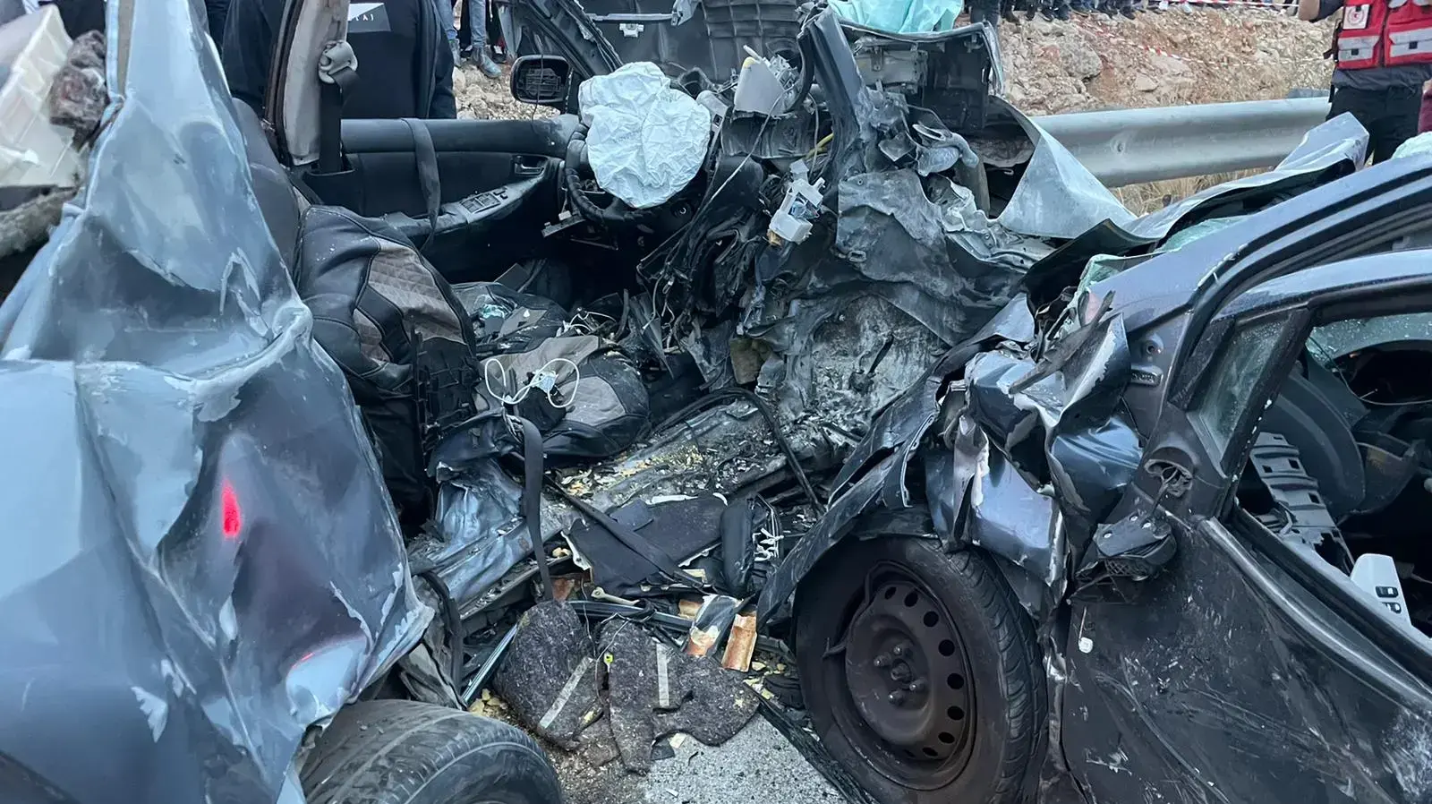 זירת התאונה סמוך לבנימין 3 בדצמבר 2021 זירת התאונה סמוך לבנימין 3 בדצמבר 2021