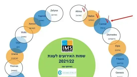 רשימת השמות המשותפת לשנה הקרובה אודות מזג האוויר 
