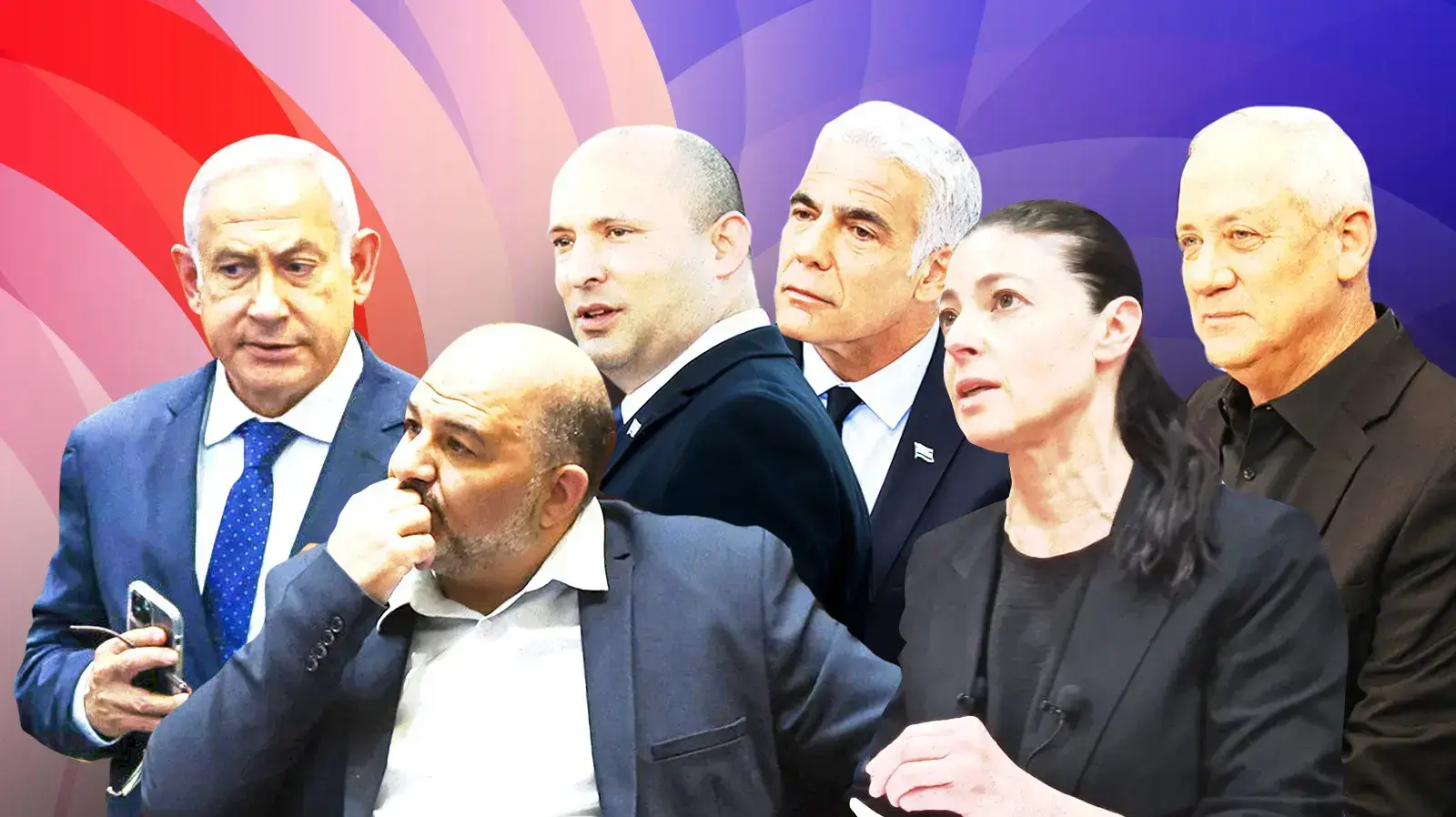 בני גנץ, מירב מיכאלי, בנימין נתניהו, נפתלי בנט, מנסור עבאס, יאיר לפיד
