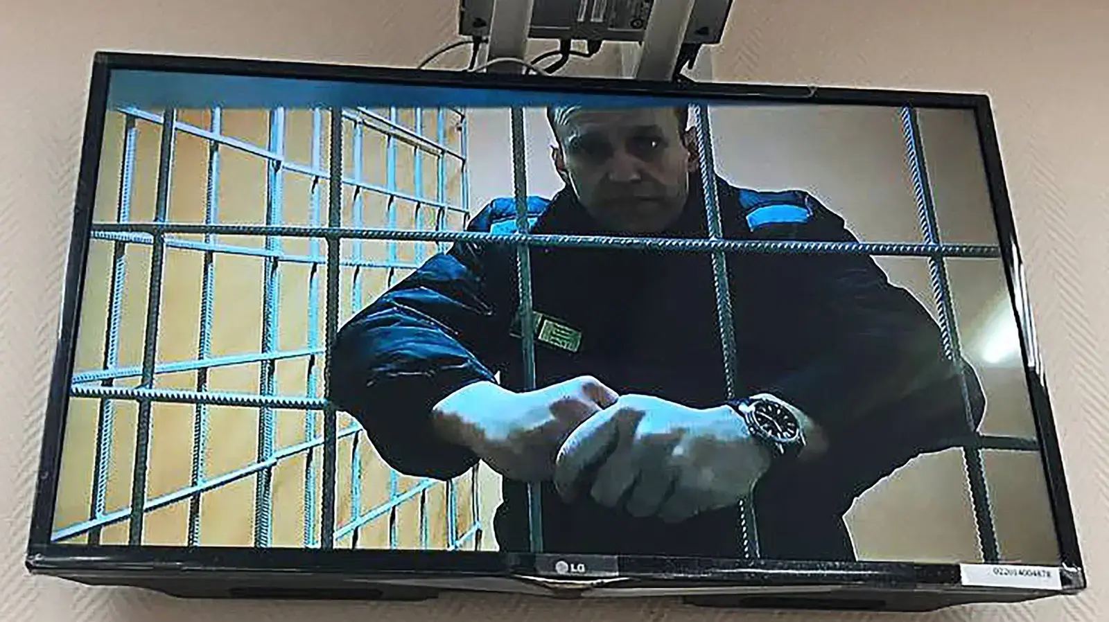 אלכסיי נבלני בדיון בבית המשפט המחוזי בפטושקי, רוסיה, 17 בינואר 2022 אלכסיי נבלני בדיון בבית המשפט המחוזי בפטושקי, רוסיה, 17 בינואר 2022