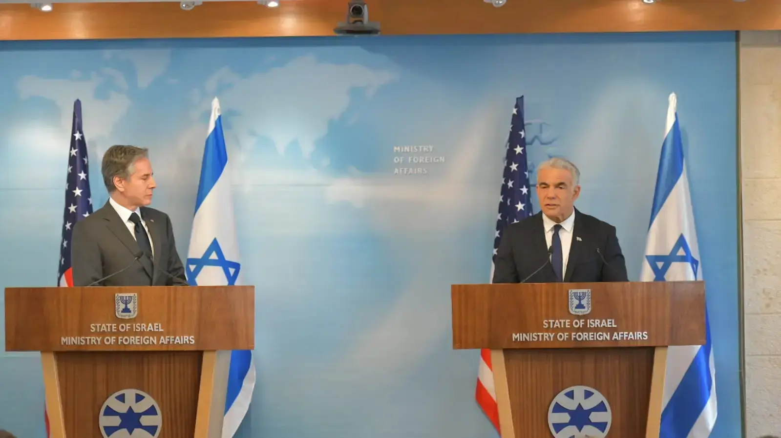 הצהרות של שר החוץ, יאיר לפיד ועמיתו האמריקאי, אנתוני בלינקן. משרד החוץ ירושלים 27 במרץ 2022 הצהרות של שר החוץ, יאיר לפיד ועמיתו האמריקאי, אנתוני בלינקן. משרד החוץ ירושלים 27 במרץ 2022
