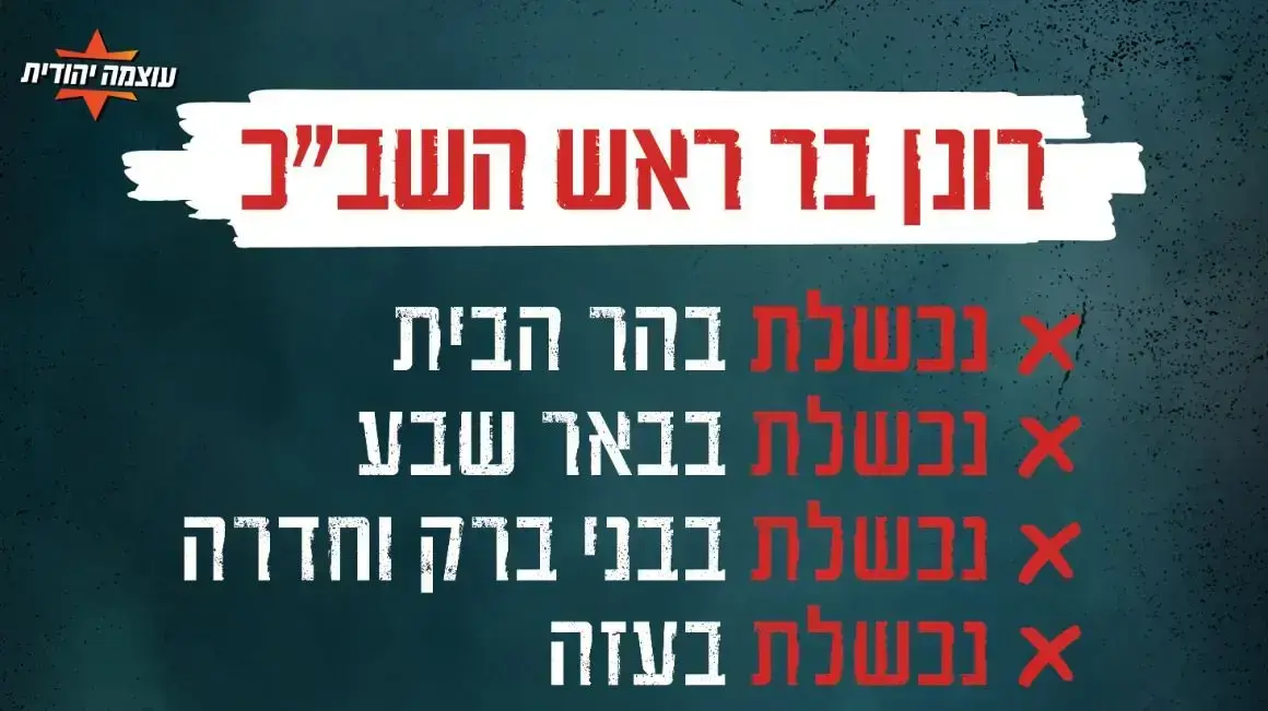 מודעה שפרסם בן גביר בעיתון ישראל היום נגד ראש השב"כ רונן בר מודעה שפרסם בן גביר בעיתון ישראל היום נגד ראש השב"כ רונן בר