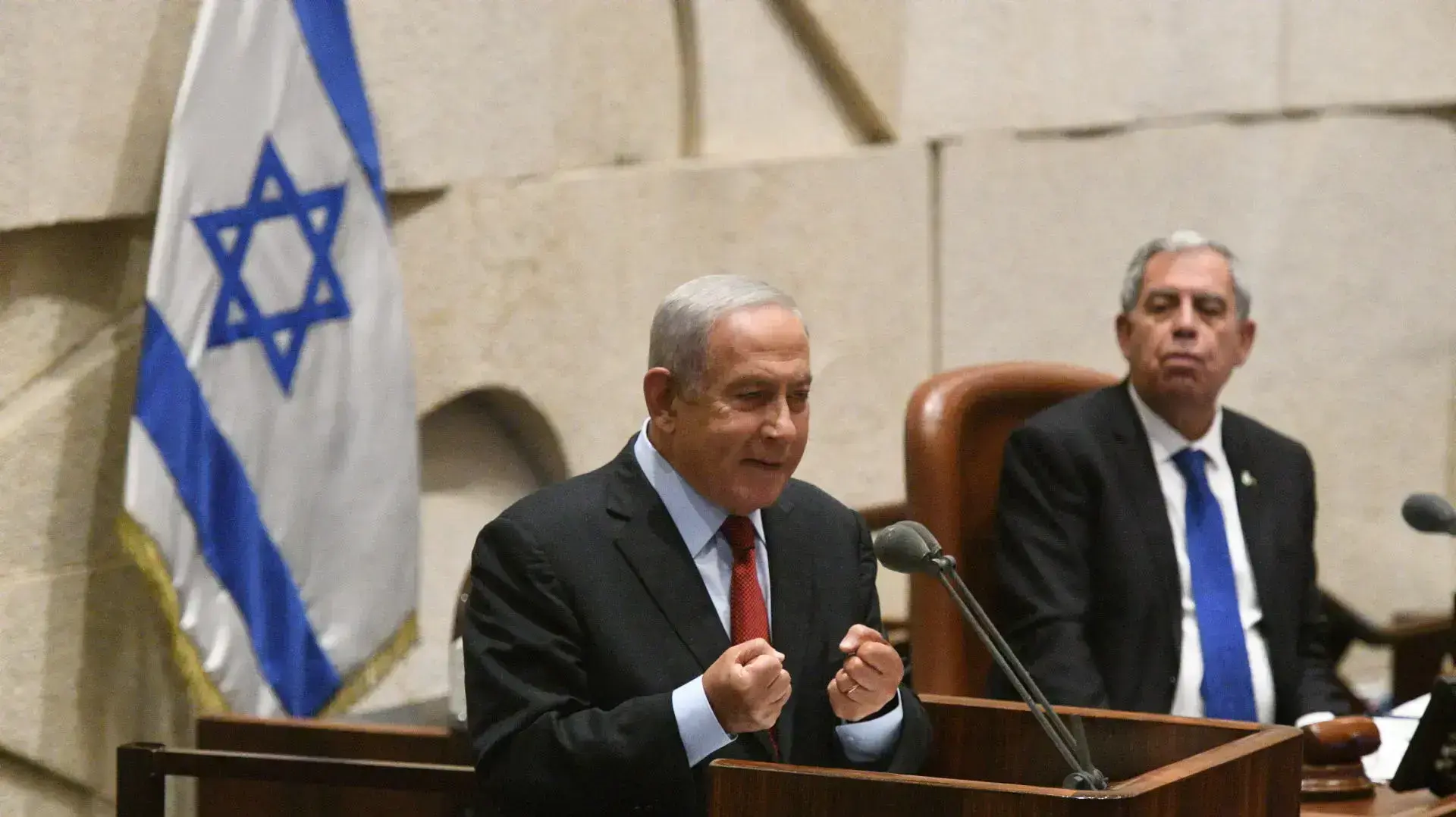 בנימין נתניהו, מיקי לוי, 9 במאי 2022 בנימין נתניהו, מיקי לוי, 9 במאי 2022