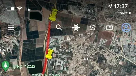 מסלול גניבת הרכב עם הפעוט סמוך לטולכרם, 28 במאי 2022 מסלול גניבת הרכב עם הפעוט סמוך לטולכרם, 28 במאי 2022