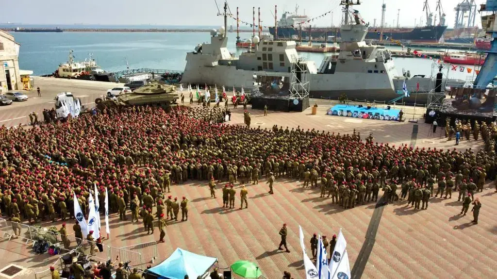 מסדר הסיום של תרגיל "מעבר לאופק" וחודש המלחמה שקיים צה״ל בקפריסין, מפרץ חיפה, 3 ביוני 2022