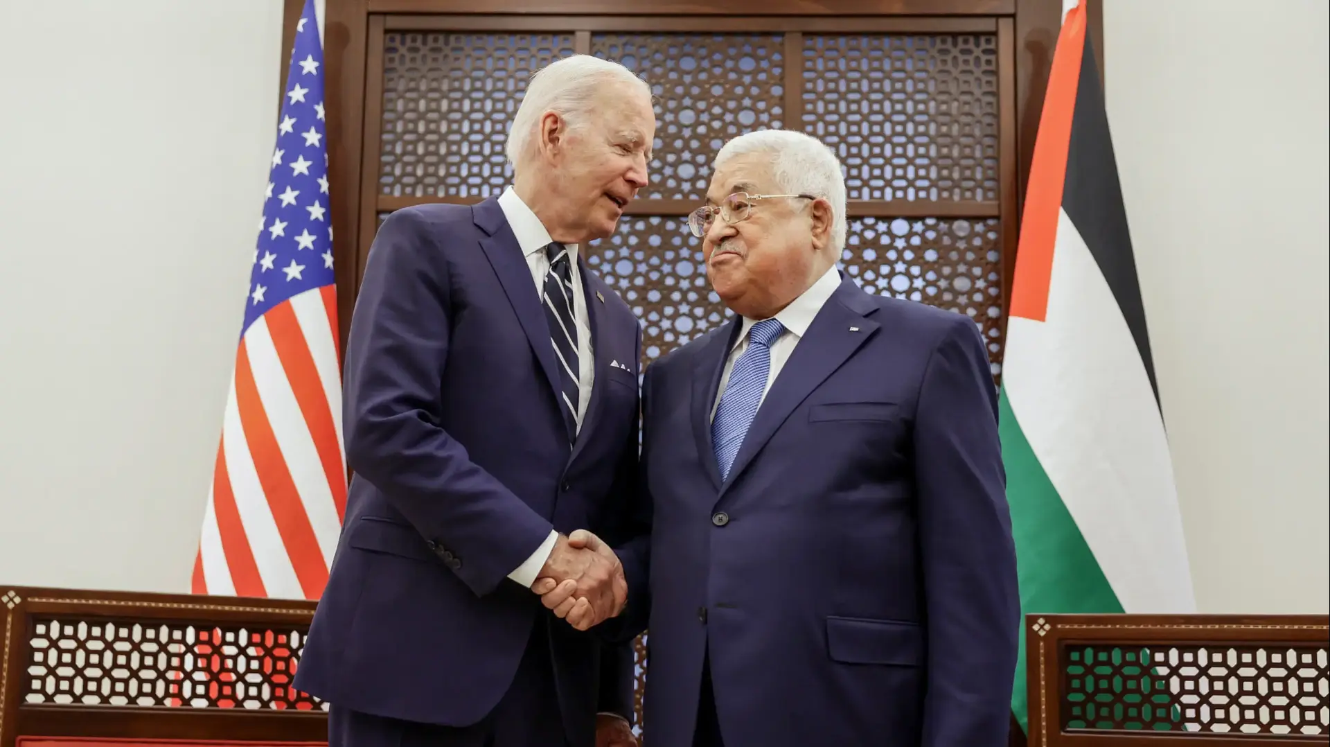 נשיא ארהב ביידן נפגש עם יור הרשות הפלסטינית אבו מאזן 15 ביולי 2022 נשיא ארהב ביידן נפגש עם יור הרשות הפלסטינית אבו מאזן 15 ביולי 2022