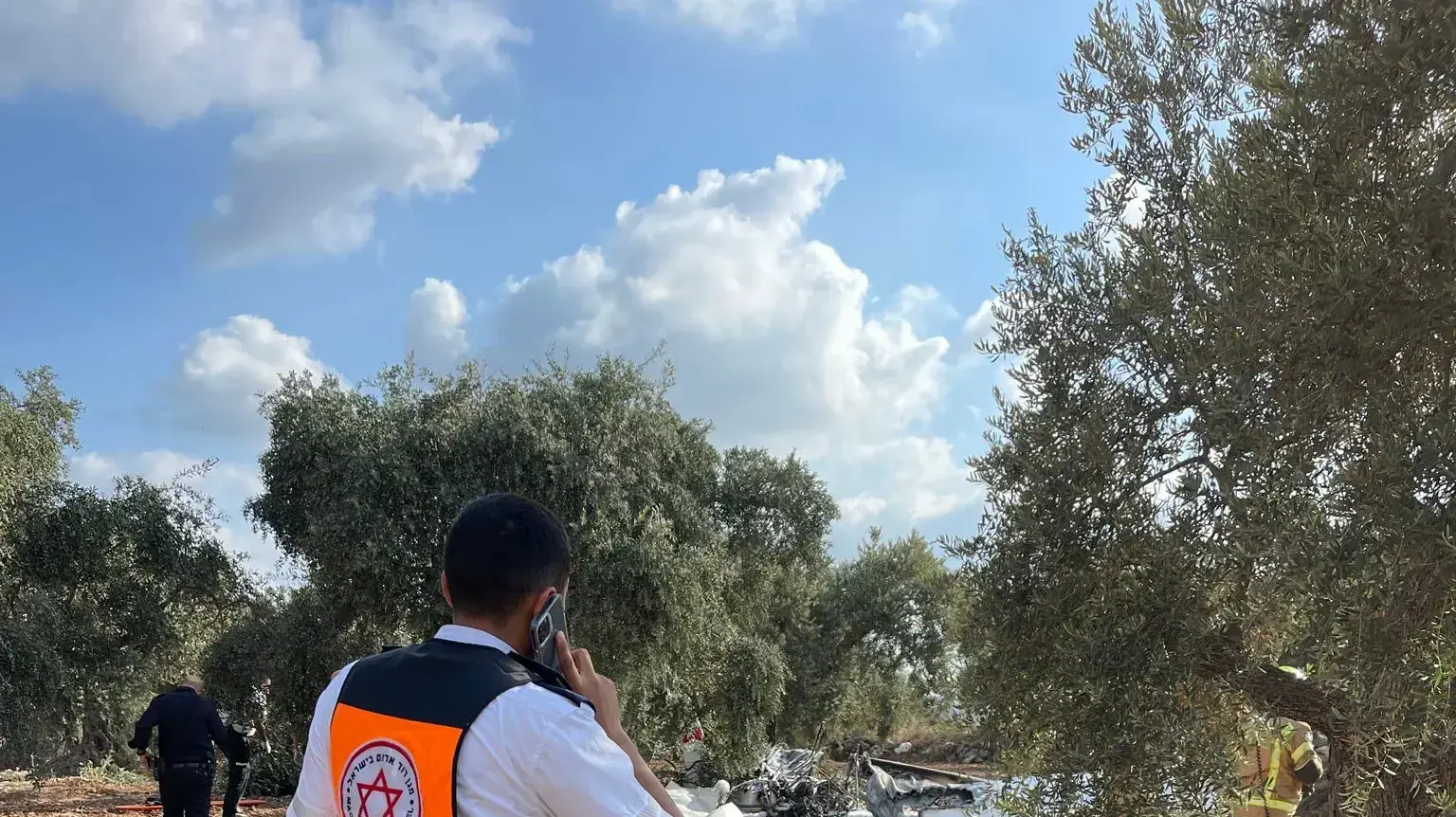 זירת התרסקות המטוס הקל במטה זיתים בגליל 7 באוגוסט 2022
