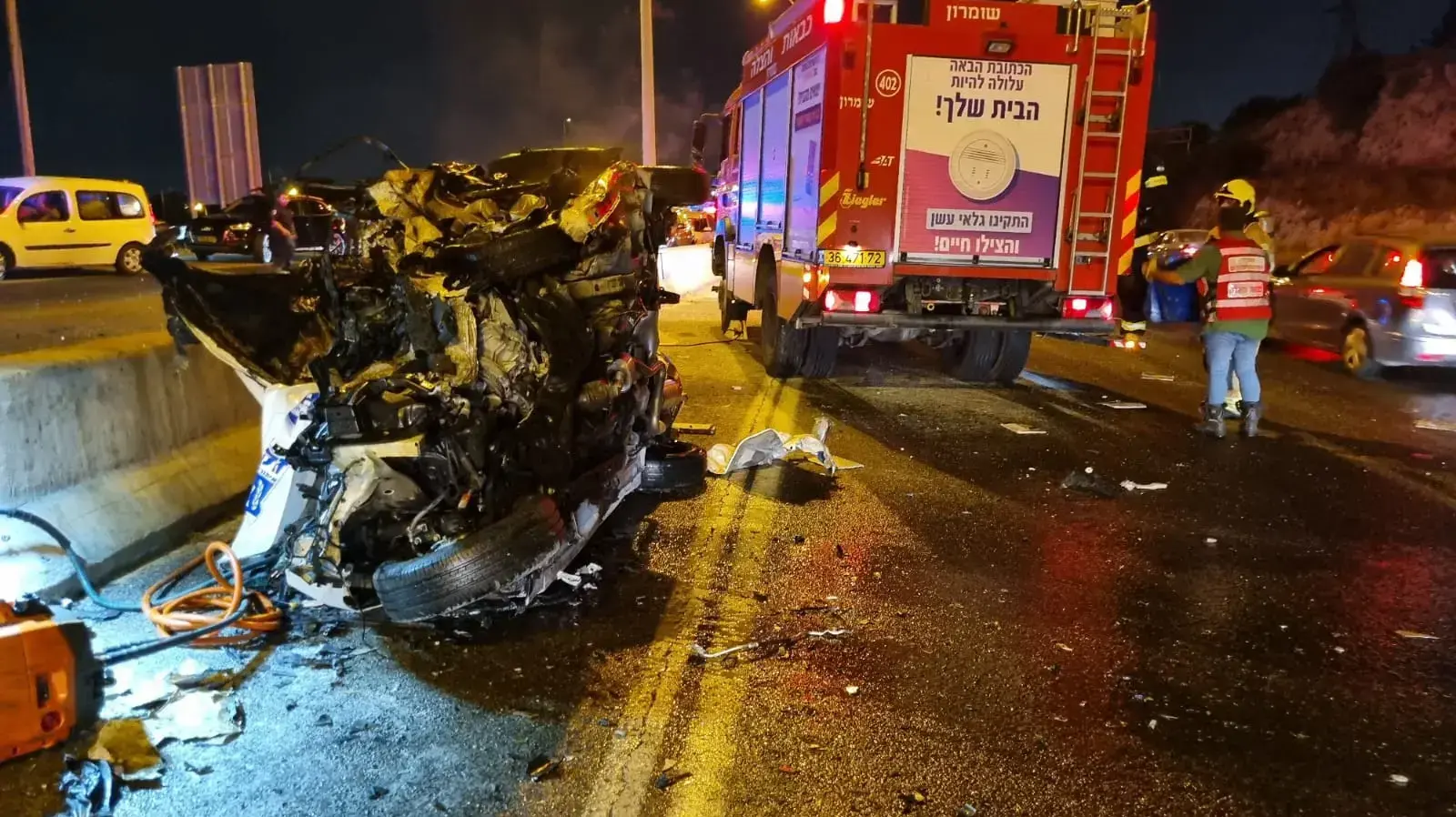 זירת תאונת דרכים בשומרון. 10 באוגוסט 2022 זירת תאונת דרכים בשומרון. 10 באוגוסט 2022