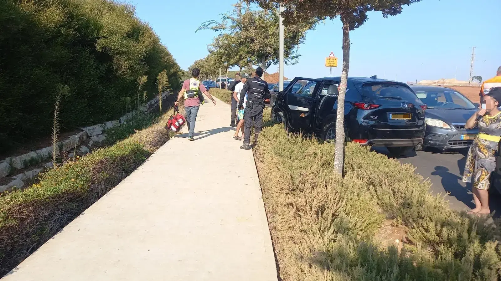 זירת אירוע הירי לעבר רכב סמוך לפארק המים בשפיים 21 באוגוסט 2022