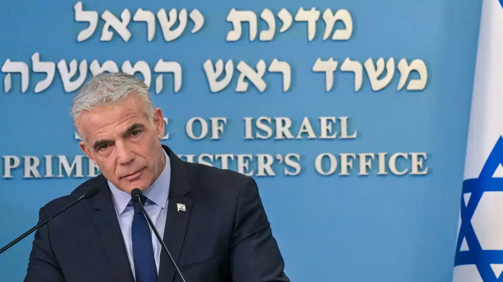 רה"מ לפיד במהלך תדרוך לתקשורת הזרה 24 באוגוסט 2022 רה"מ לפיד במהלך תדרוך לתקשורת הזרה 24 באוגוסט 2022