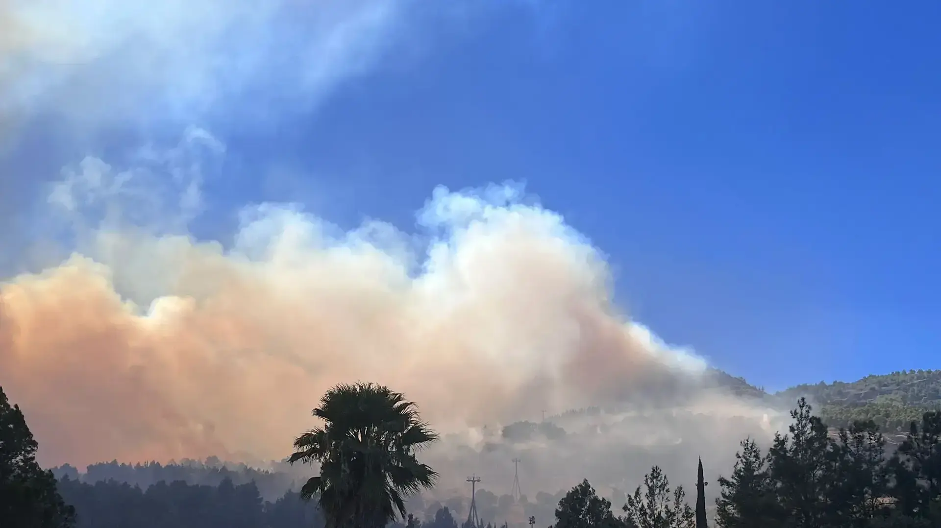 מטיילים ביער ליד צוק מנרה הסמוך לקריית שמונה פונו לאחר שפרצה שריפה באזור. 28 בספטמבר 2022