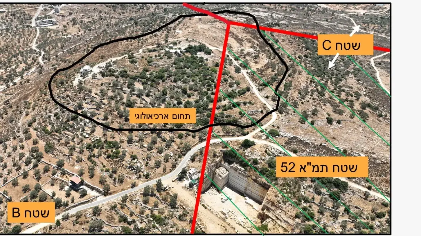 הסדרת מחצבה פיראטית פלסטינית מעלה חשש לפגיעה ביישוב יהודי קדום. תצ"א של אזורים המקום. 29 בספטמבר 2022 הסדרת מחצבה פיראטית פלסטינית מעלה חשש לפגיעה ביישוב יהודי קדום. תצ"א של אזורים המקום. 29 בספטמבר 2022