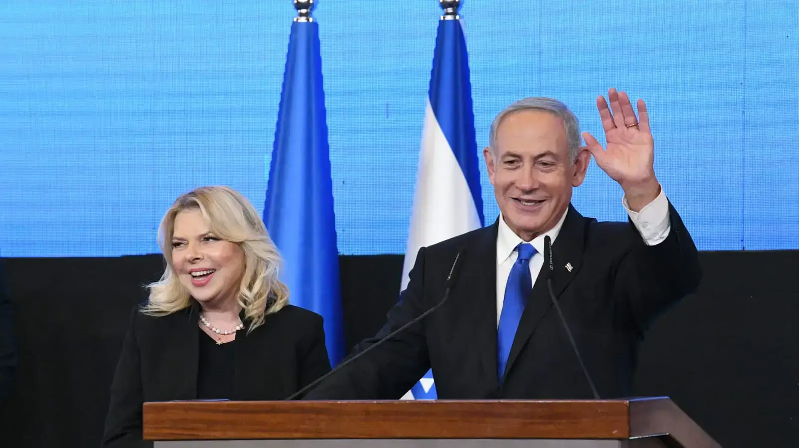 יו"ר הליכוד, בנימין נתניהו במהלך נואמו במטה מפלגתו לאחר תוצאות המדגם 2 בנובמבר 2022