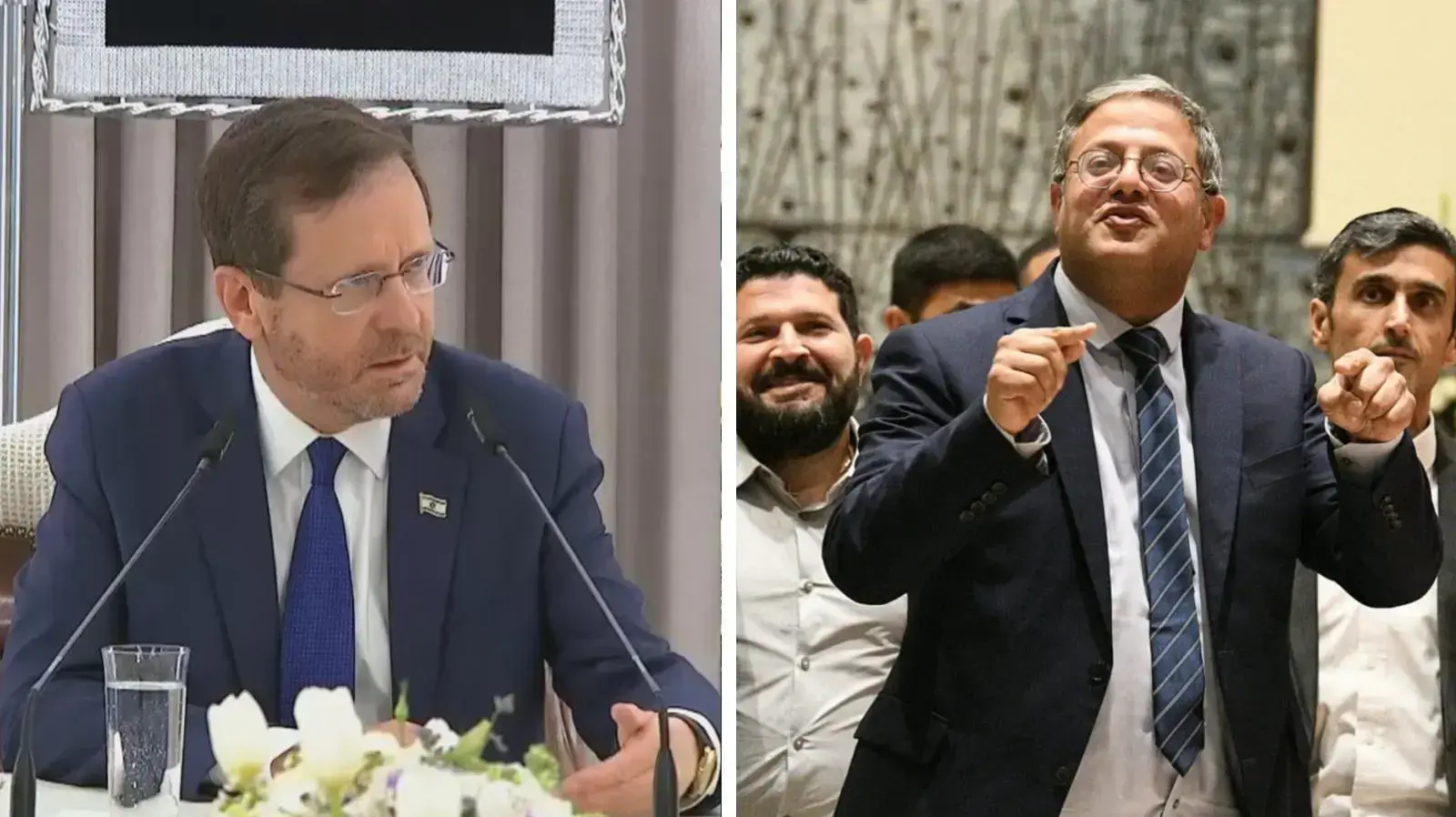 איתמר בן גביר וחברי עוצמה יהודית בסבב התייעצויות אצל נשיא המדינה יצחק הרצוג לקראת הטלת המנדט להקמת הממשלה, בית הנשיא, 10 בנובמבר 2022