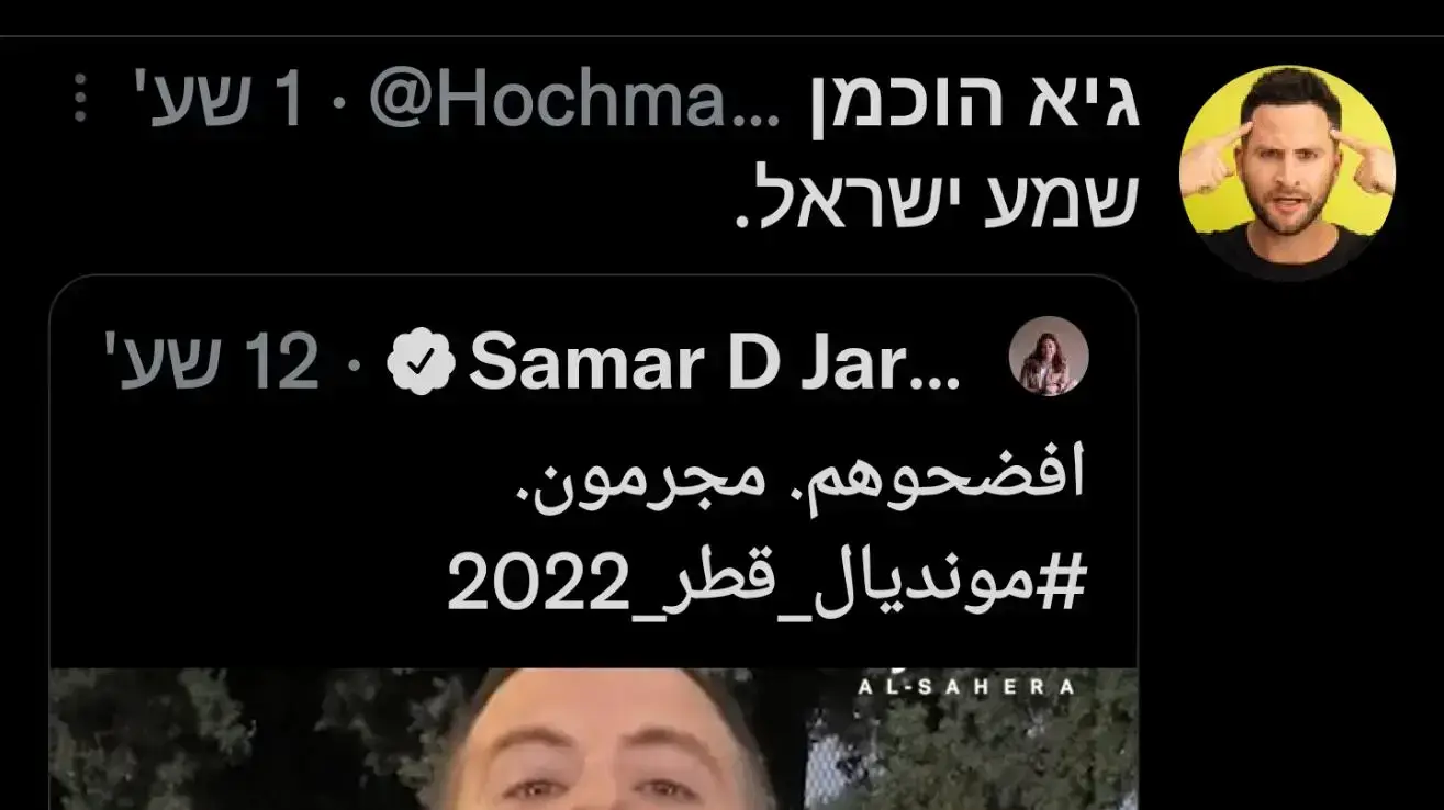 גיא הוכמן מרטווט את הציוץ נגדו גיא הוכמן מרטווט את הציוץ נגדו