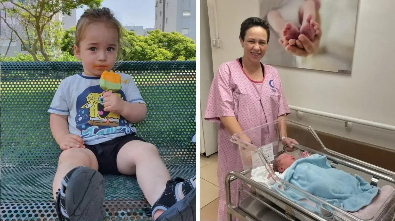 משמאל: עתי פרי בן השנתיים שטבע למוות בבריכה פרטית בחדרה
מימין: נטשה ובתה שי-לי השתחררו מבית החולים 