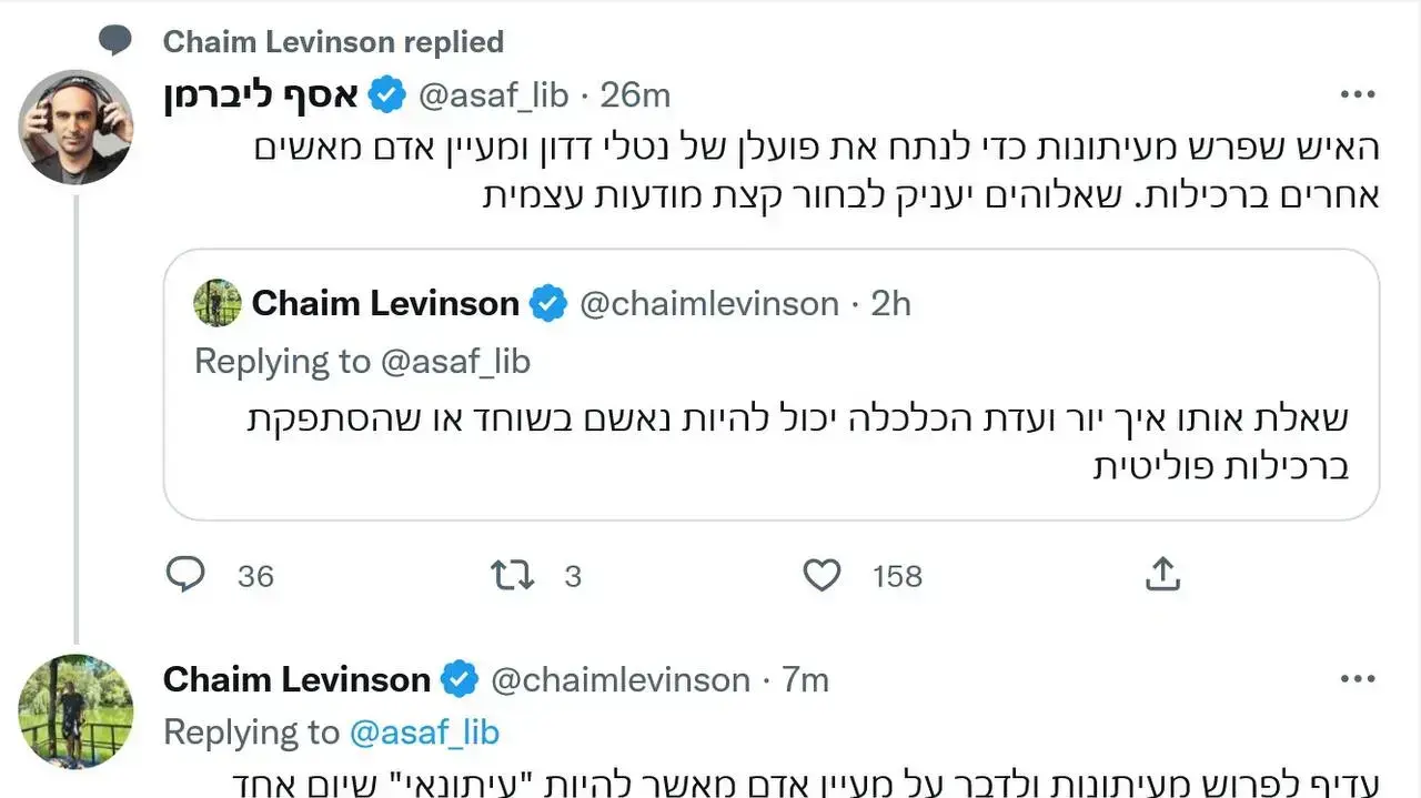 חיים לווינסון נגד אסף ליברמו ולהפך חיים לווינסון נגד אסף ליברמו ולהפך