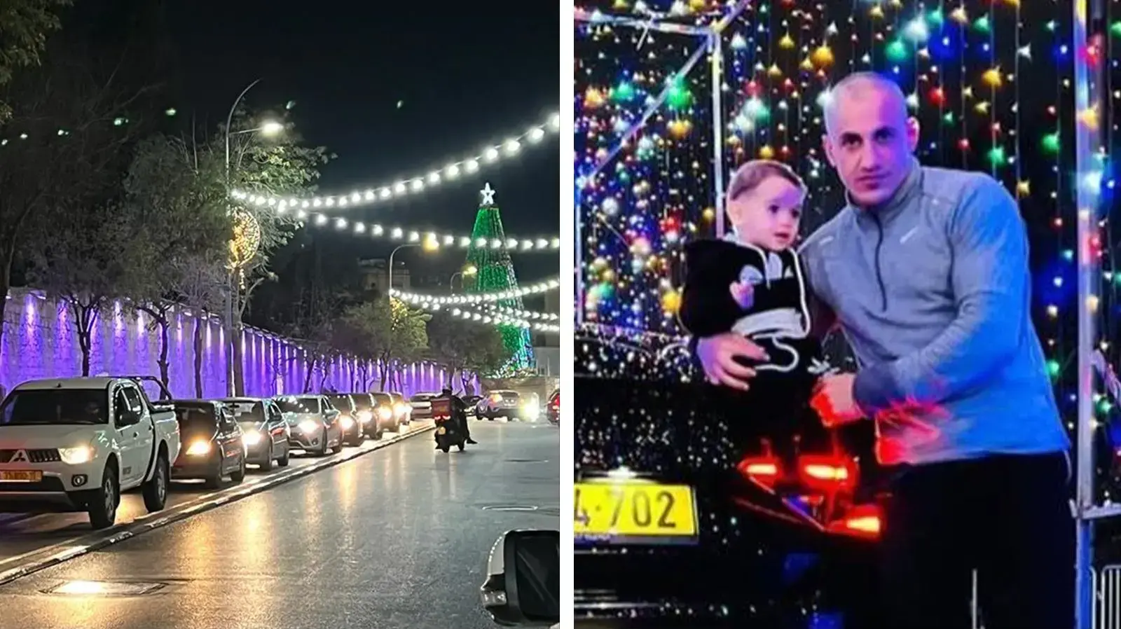 פיראס הייב, ובנו נורו כששהו ברכב בעיר. דצמבר 2022 פיראס הייב, ובנו נורו כששהו ברכב בעיר. דצמבר 2022