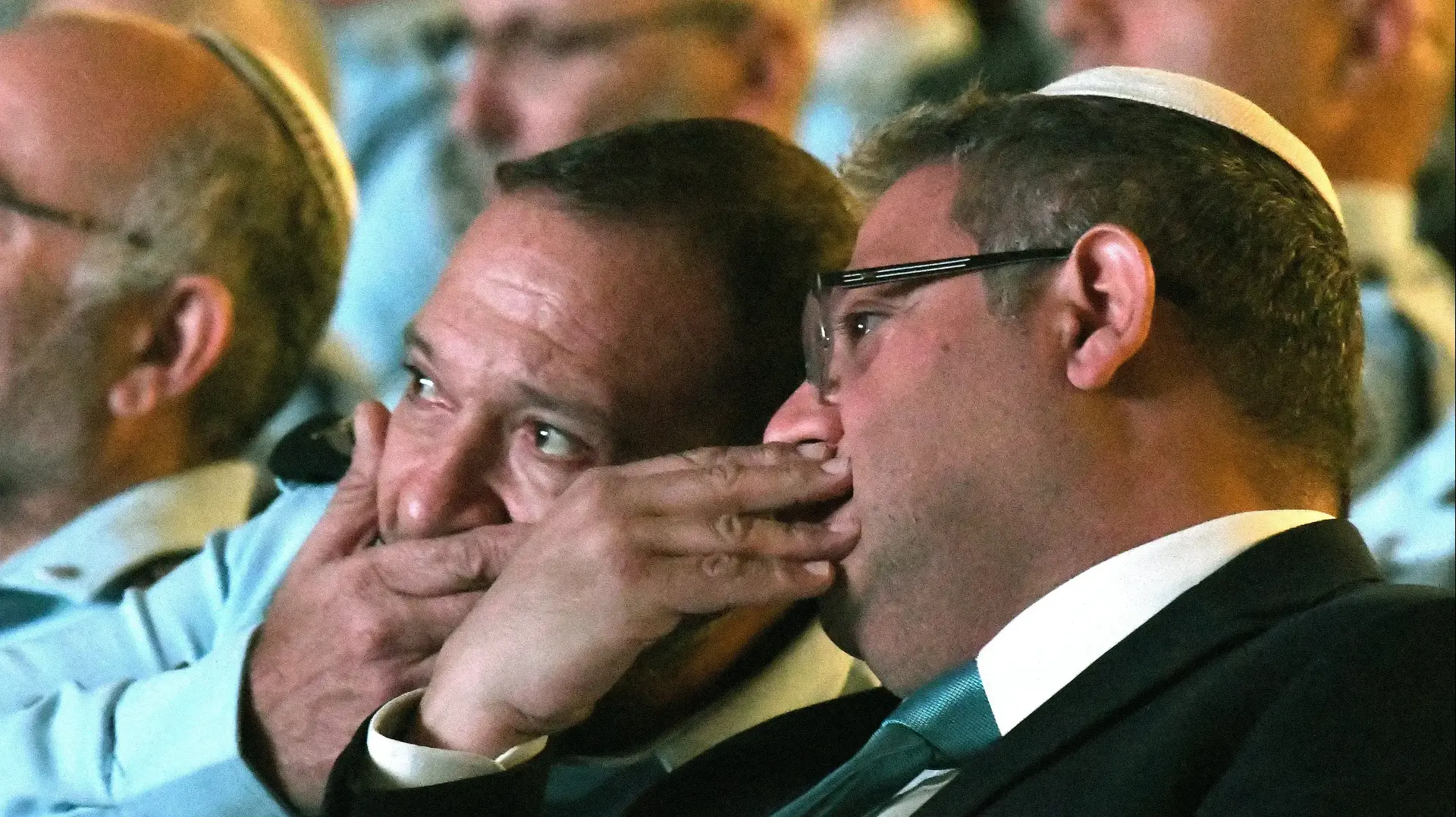 מפכ"ל המשטרה קובי שבתאי והשר לביטחון לאומי איתמר בן גביר בכנס סיכום שנת 2022, המכללה הלאומית לשוטרים, בית שמש, 15 בינואר 2023