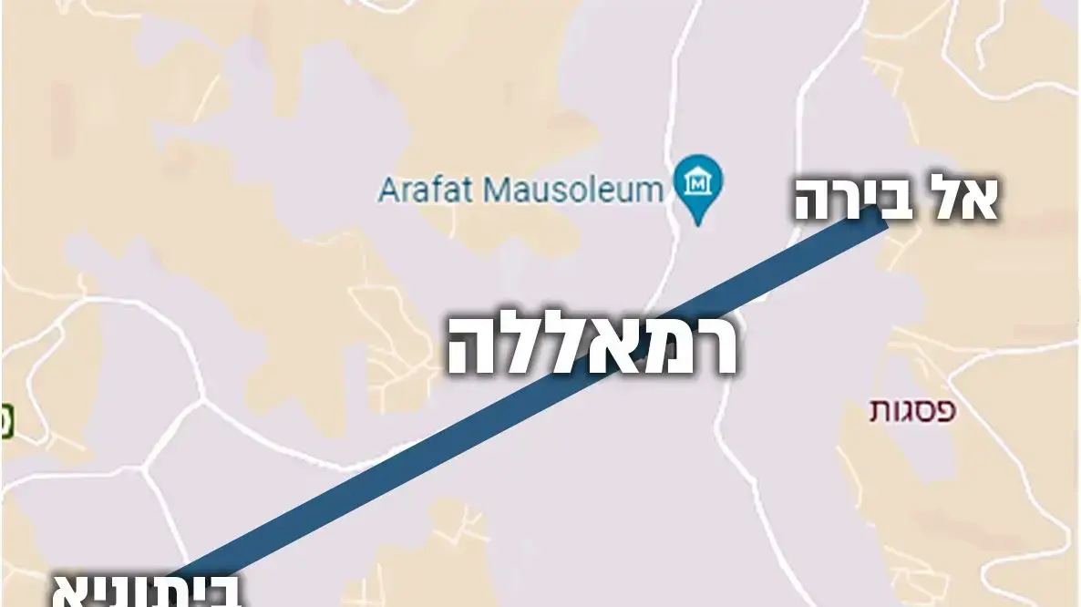 מפת רמאללה, אל-בירה, ביתוניא מפת רמאללה, אל-בירה, ביתוניא