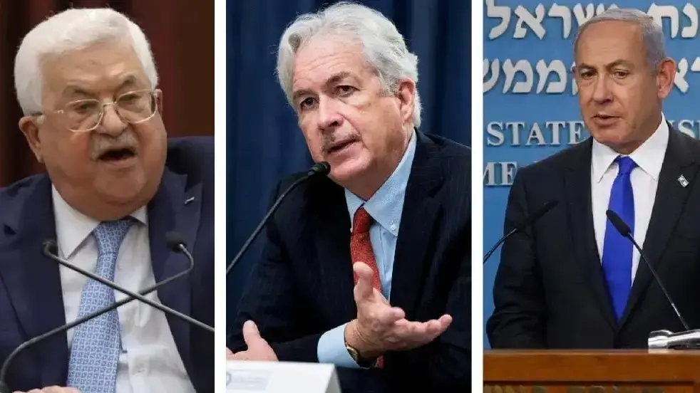 בנימין נתניהו, ביל ברנס ואבו מאזן