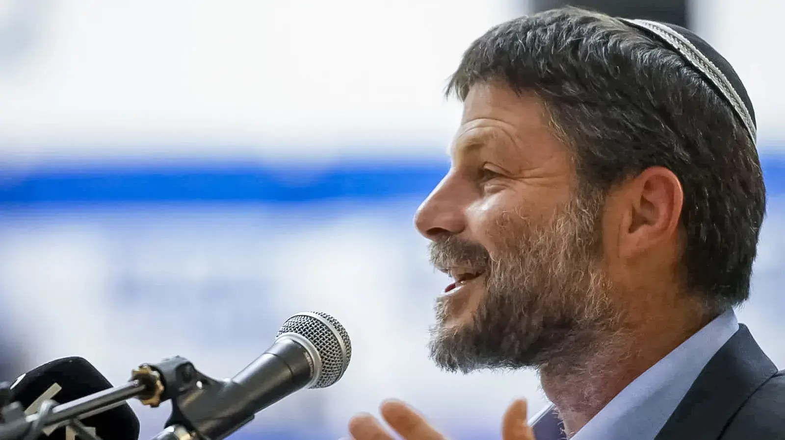 בצלאל סמוטריץ' יו"ר מפלגת הציונות הדתית באירוע משותף עם איתמר בן גביר 26 באוקטובר 2022