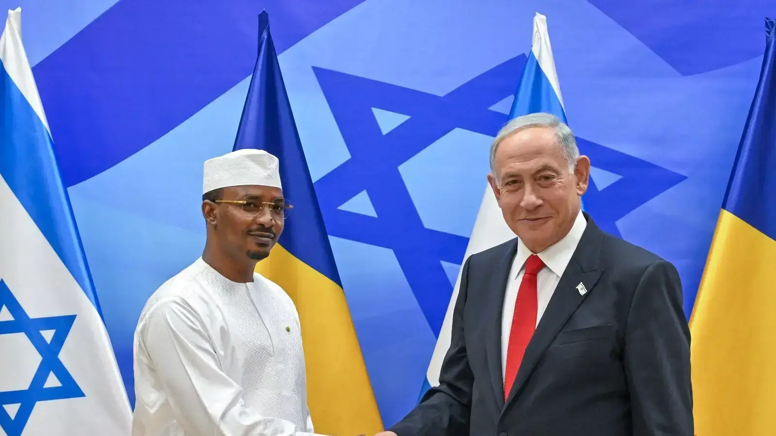 ראש הממשלה נתניהו והנשיא של צ'אד מוחמד דבי בפגישה בישראל, 1 בפברואר 2023