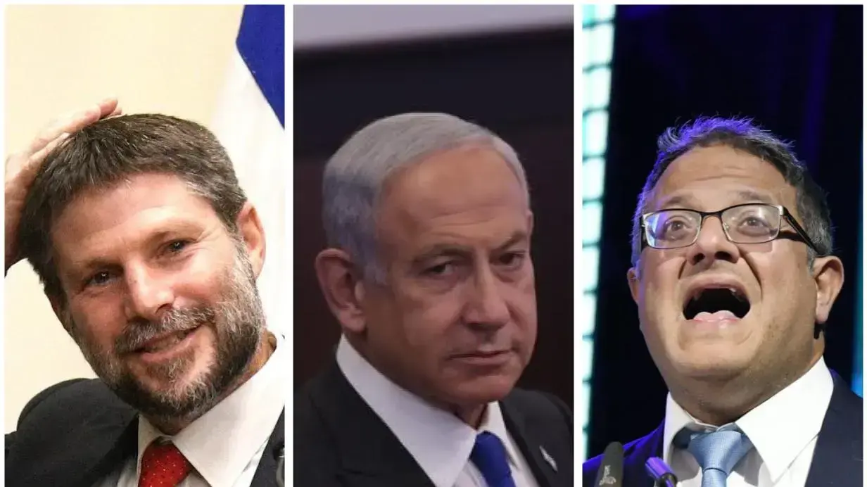 ראש הממשלה בנימין נתניהו
שר האוצר בצלאל סמוטריץ'
השר לביטחון לאומי איתמר בן גביר ראש הממשלה בנימין נתניהו
שר האוצר בצלאל סמוטריץ'
השר לביטחון לאומי איתמר בן גביר