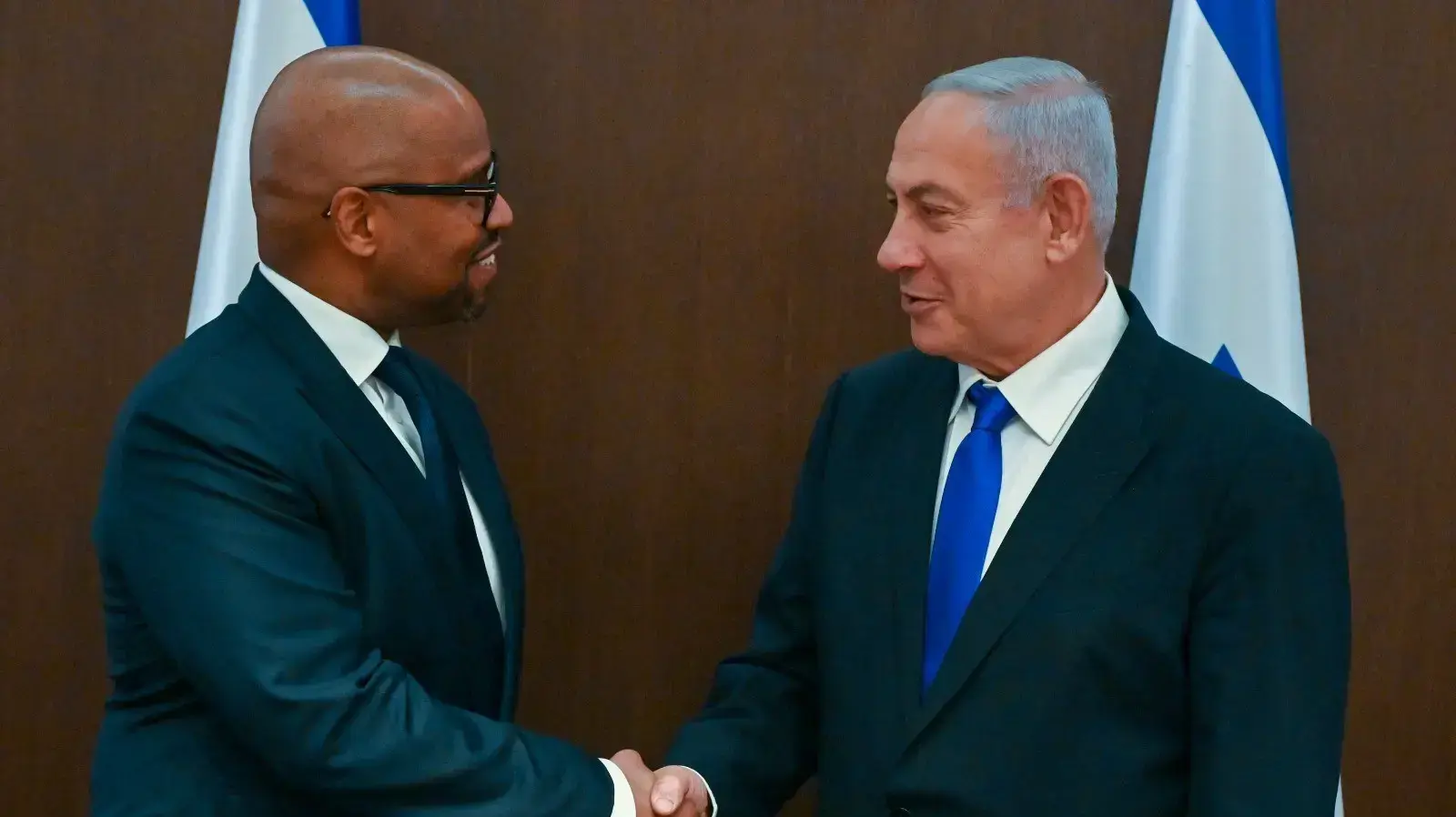 ראש הממשלה בנימין נתניהו נפגש עם נשיא חברת בואינג הצבאי והחלל טד קולברט ועם נשיא חברת בואינג ישראל אלוף במיל' עידו נחושתן,19 בפברואר 2023