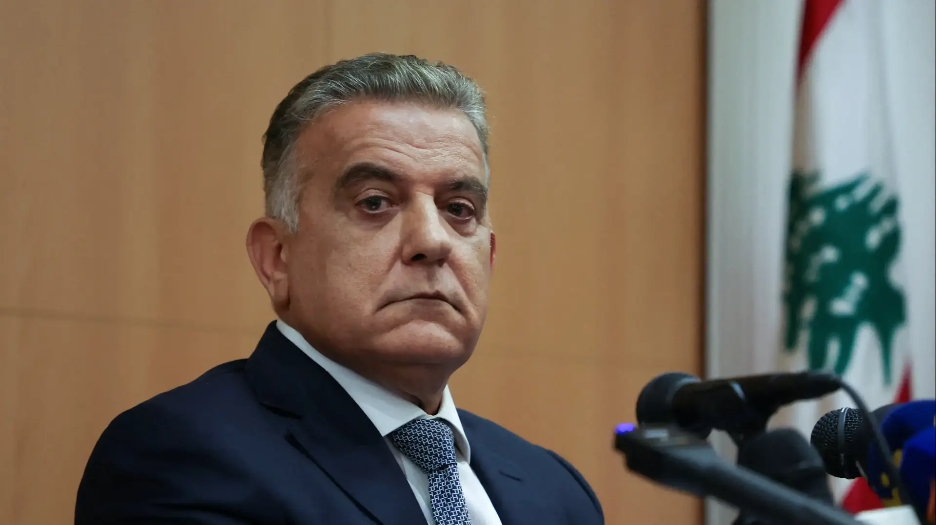 ראש שירותי הביטחון של לבנון, עבאס איברהים, במסיבת עיתונאים בביירות, 25 באוקטובר 2022 ראש שירותי הביטחון של לבנון, עבאס איברהים, במסיבת עיתונאים בביירות, 25 באוקטובר 2022
