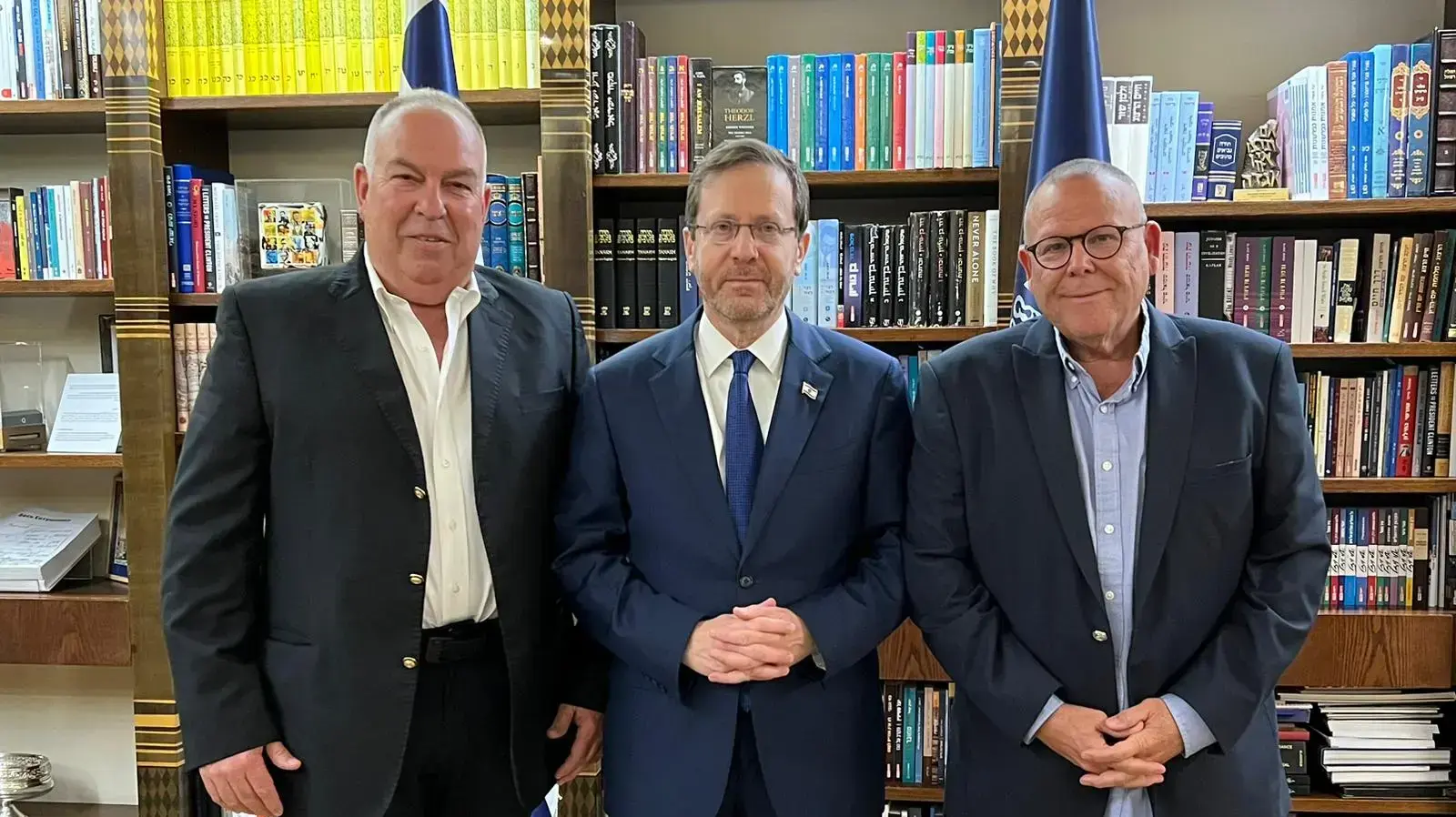 יו"ר ההסתדרות, יצחק הרצוג ונשיאות המגזר העסקי מביעים תמיכה במתווה נשיא המדינה. 12 במרץ 2023