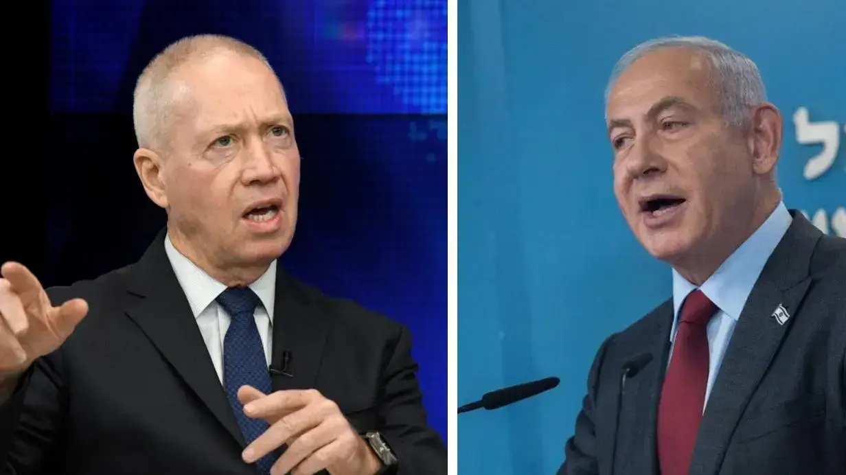 ראש הממשלה בנימין נתניהו
שר הביטחון יואב גלנט ראש הממשלה בנימין נתניהו
שר הביטחון יואב גלנט