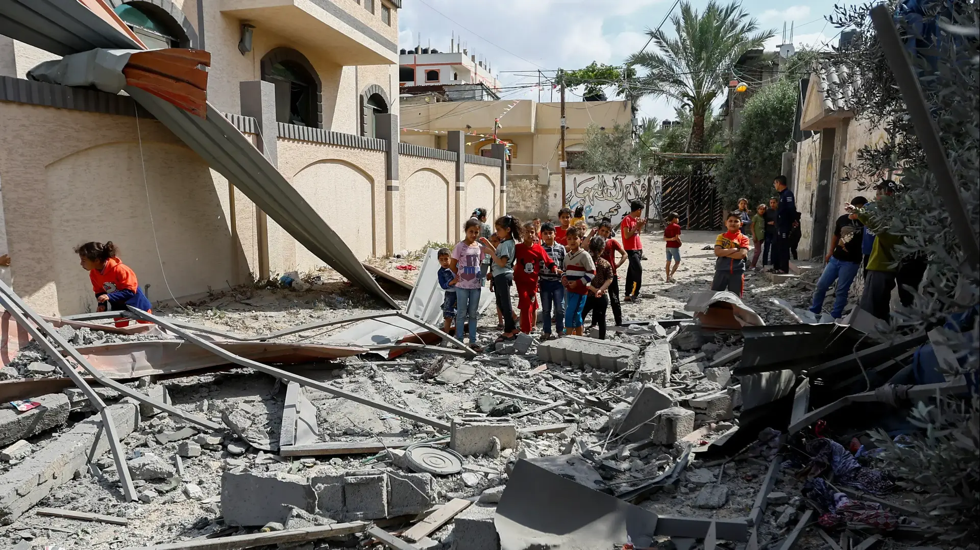 הריסות ביתו של ג'האד גנאם, בכיר הג'יהאד האסלאמי שחוסל, רפיח, 9 במאי 2023