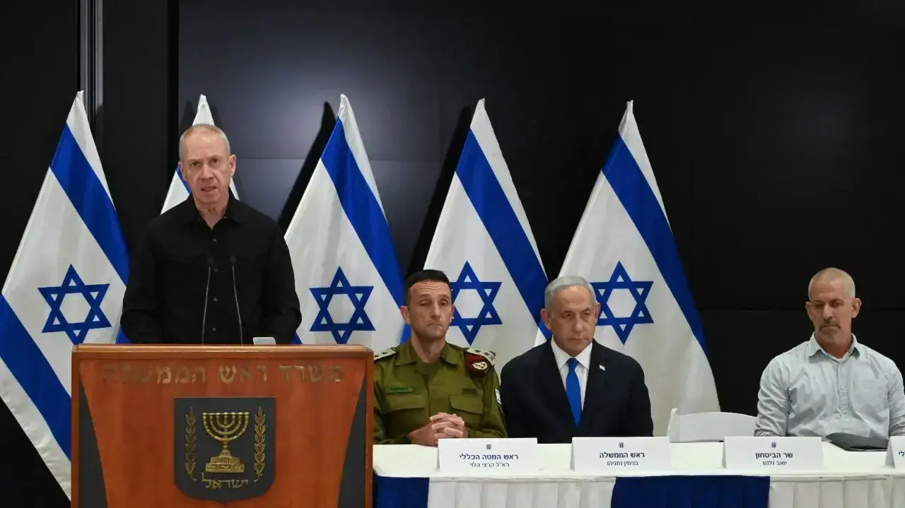 ראש הממשלה בנימין נתניהו, שר הביטחון יואב גלנט, ראש השב"כ רונן בר והרמטכ"ל רא"ל הרצי הלוי הצהרה לתקשורת. 9 במאי 2023 ראש הממשלה בנימין נתניהו, שר הביטחון יואב גלנט, ראש השב"כ רונן בר והרמטכ"ל רא"ל הרצי הלוי הצהרה לתקשורת. 9 במאי 2023