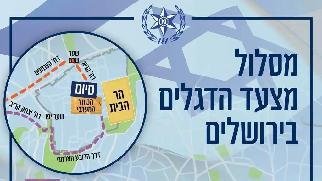 משטרת ישראל נערכת למצעד הדגלים בירושלים. 10 במאי 2023