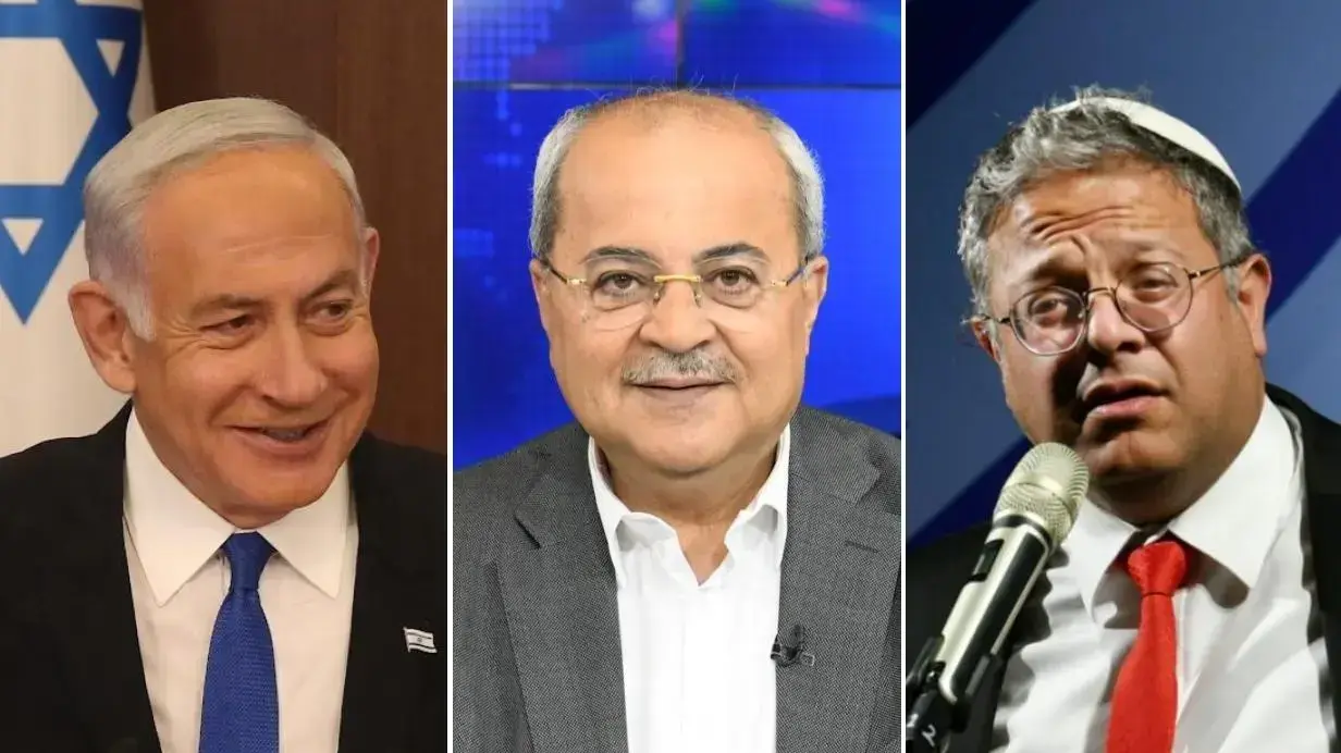 השר לביטחון לאומי איתמר בן גביר
חבר הכנסת אחמד טיבי
ראש הממשלה בנימין נתניהו