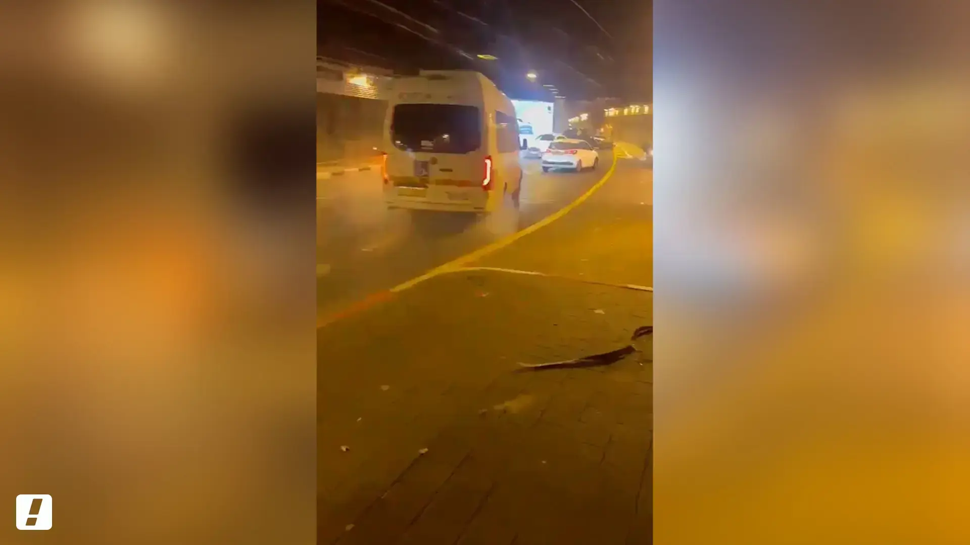 כתמי שמן על הכביש במחלף מחלף לה גוארדיה.