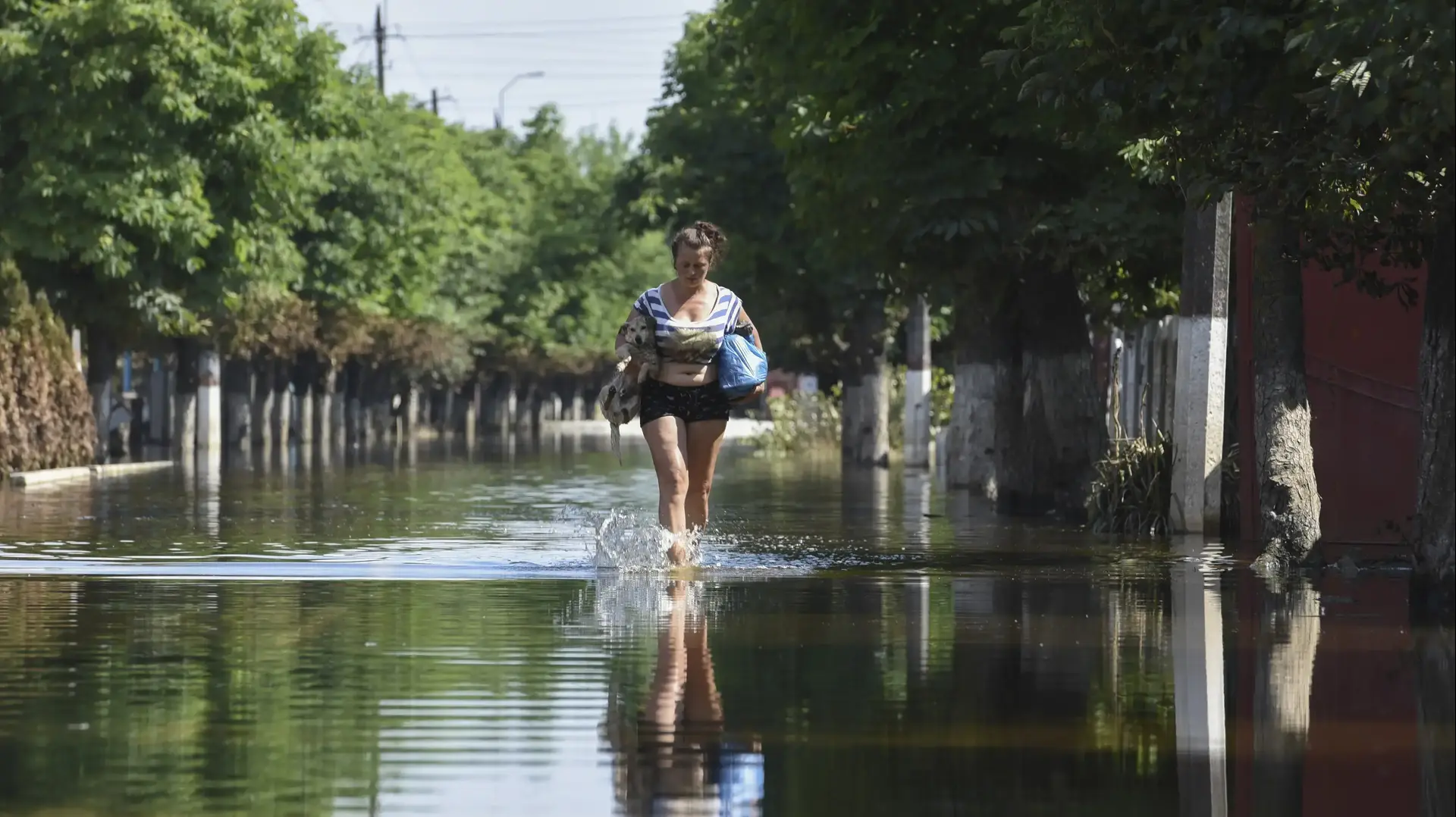 KHERSON, UKRAINE - JUNE 16: A resident walks at the town of Hola Prystan after flood waters receded following the collapse of the Nova Kakhovka dam in the Kherson Oblast, Ukraine on June 16, 2023. Stringer / Anadolu AgencyNo Use USA No use UK No use Canada No use France No use Japan No use Italy No use Australia No use Spain No use Belgium No use Korea No use South Africa No use Hong Kong No use New Zealand No use Turkey
KHERSON, UKRAINE - JUNE 16: A resident walks at the town of Hola Prystan after flood waters receded following the collapse of the Nova Kakhovka dam in the Kherson Oblast, Ukraine on June 16, 2023. Stringer / Anadolu AgencyNo Use USA No use UK No use Canada No use France No use Japan No use Italy No use Australia No use Spain No use Belgium No use Korea No use South Africa No use Hong Kong No use New Zealand No use Turkey