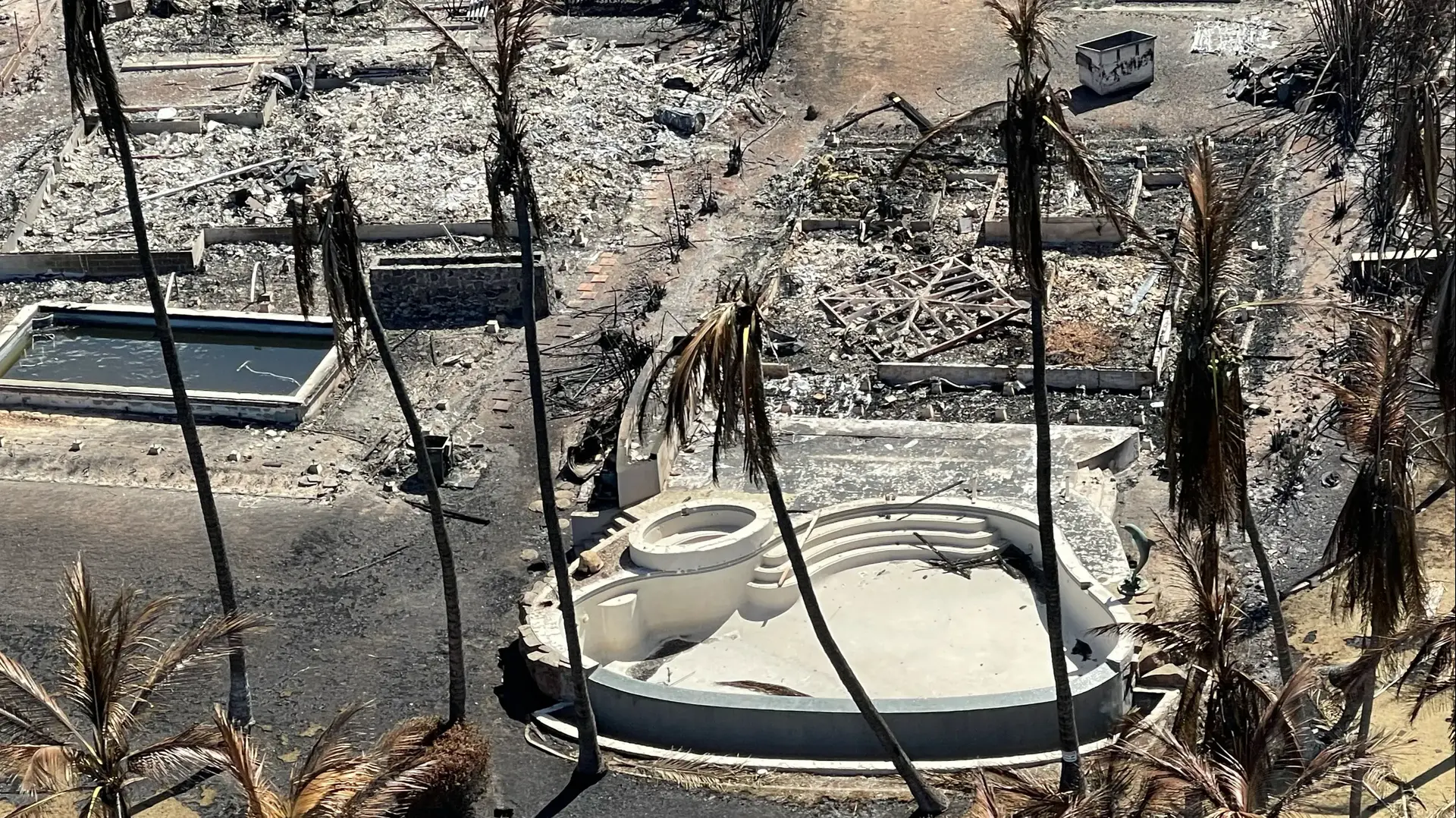 נזקי השריפות בעיירה להיינה, מוואי, הוואי, 10 באוגוסט 2023
