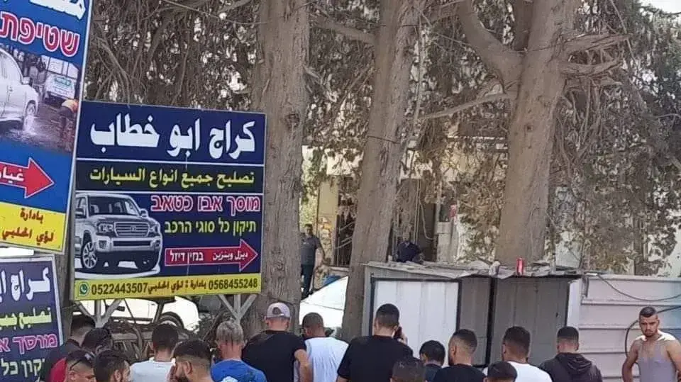 המוסך בו נורו למוות שני ישראלים בחווארה, 19 באוגוסט 2023 המוסך בו נורו למוות שני ישראלים בחווארה, 19 באוגוסט 2023