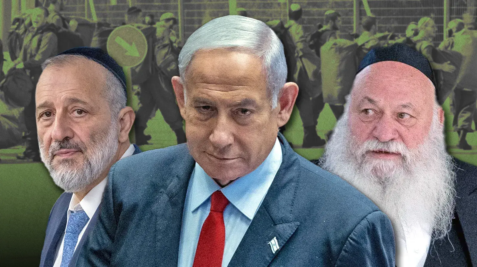 ראש הממשלה בנימין נתניהו, יצחק יששכר גולדקנופף שר הבינוי והשיכון, אריה מכלוף דרעי