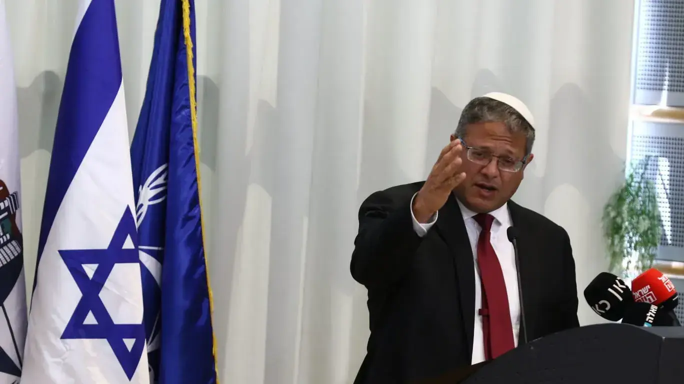 השר לביטחון לאומי איתמר בן גביר בטקס החלפת פיקוד מחוז חוף, מטה חוף, חיפה. 22 באוגוסט 2023