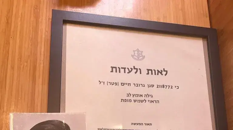 עיטור המופת שהוענק לחיים (פטר) גרובר עיטור המופת שהוענק לחיים (פטר) גרובר