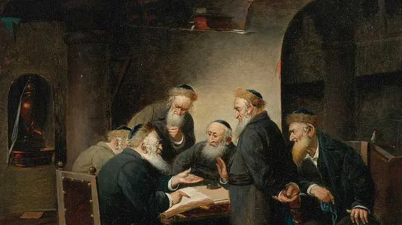 הציור "דיון בתלמוד" הציור "דיון בתלמוד"