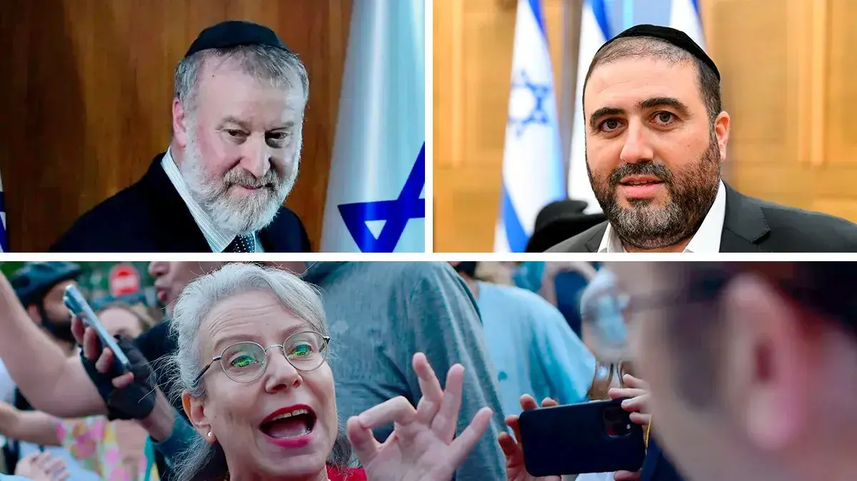 שר הפנים משה ארבל, היועמ"ש לשעבר אביחי מנדלבליט, ההפגנה נגד הפרדה מגדרית בכיכר דיזנגוף ביום כיפור