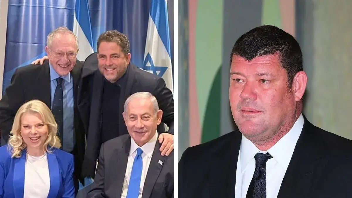 המפיק ההוליוודי ברט ראטנר עם בני הזוג נתניהו, ג'יימס פאקר המפיק ההוליוודי ברט ראטנר עם בני הזוג נתניהו, ג'יימס פאקר