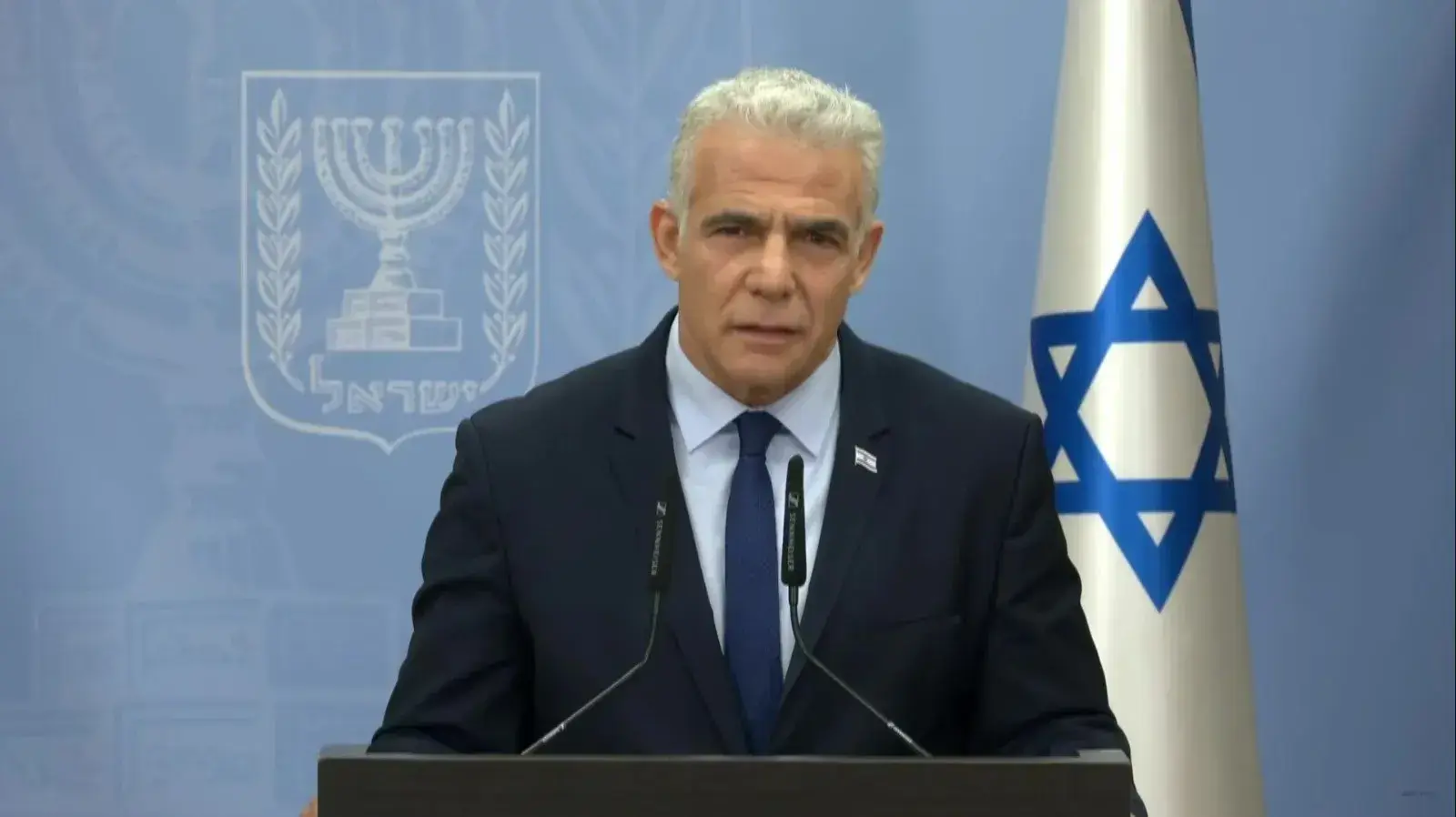 יאיר לפיד בנאום בעקבות מלחמת עזה .12 באוקטובר 2023 יאיר לפיד בנאום בעקבות מלחמת עזה .12 באוקטובר 2023